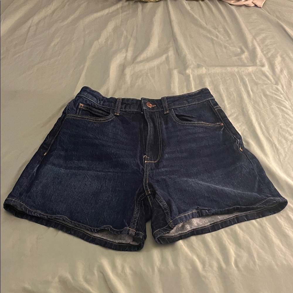 Zara Dark Blue Denim High-Rise Shorts